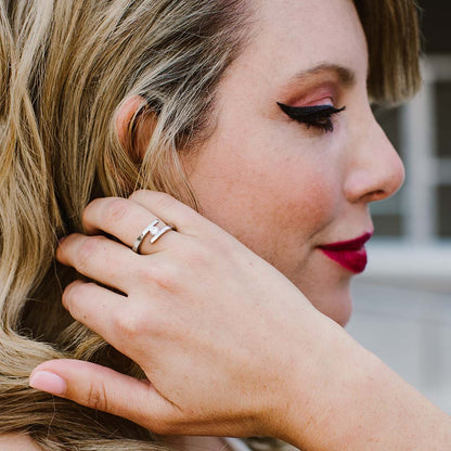 Spiral Tension-Set Lab-Created Diamond Titanium Women's Wedding Band