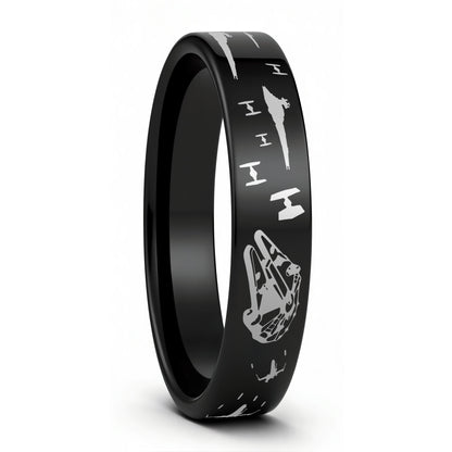 Star Wars Battle Scene Tungsten Men's Wedding Band