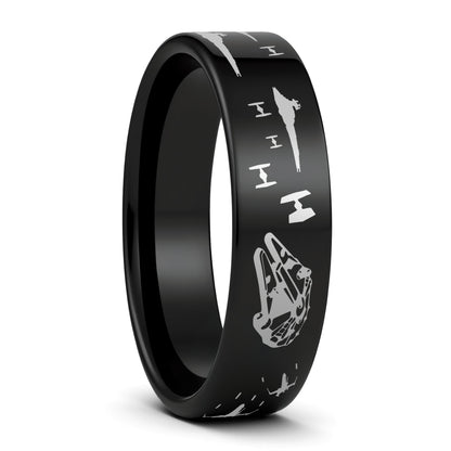 Star Wars Battle Scene Tungsten Men's Wedding Band