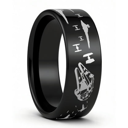 Star Wars Battle Scene Tungsten Men's Wedding Band