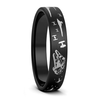 Star Wars Battle Scene Tungsten Men's Wedding Band