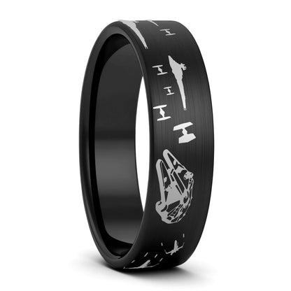 Star Wars Battle Scene Tungsten Men's Wedding Band