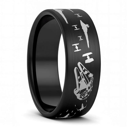 Star Wars Battle Scene Tungsten Men's Wedding Band