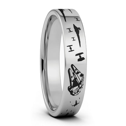 Star Wars Battle Scene Tungsten Men's Wedding Band