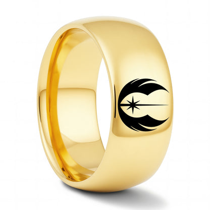 Star Wars Jedi Order Symbol Gold Tungsten Wedding Band