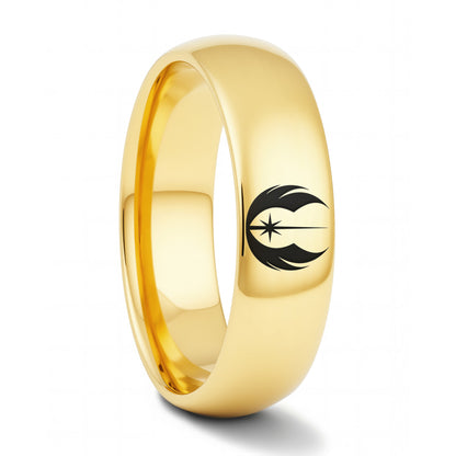 Star Wars Jedi Order Symbol Gold Tungsten Wedding Band
