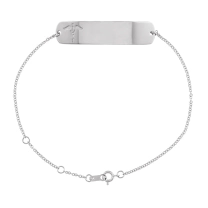 Sterling Silver Engravable Curved Medical ID Bracelet