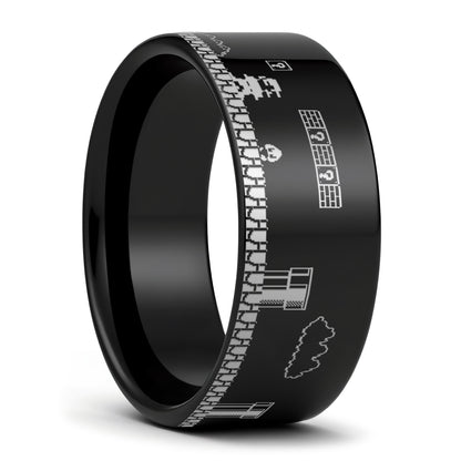 Super Mario Bros Black Tungsten Wedding Band