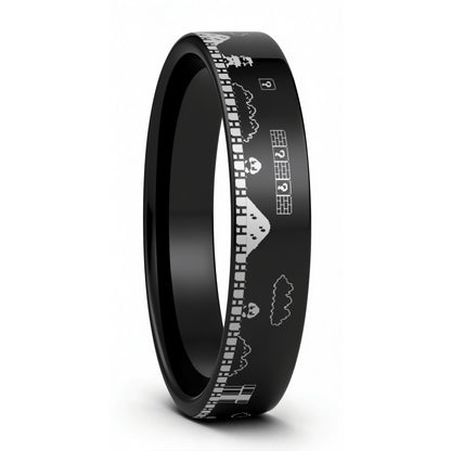 Super Mario Bros Black Tungsten Wedding Band