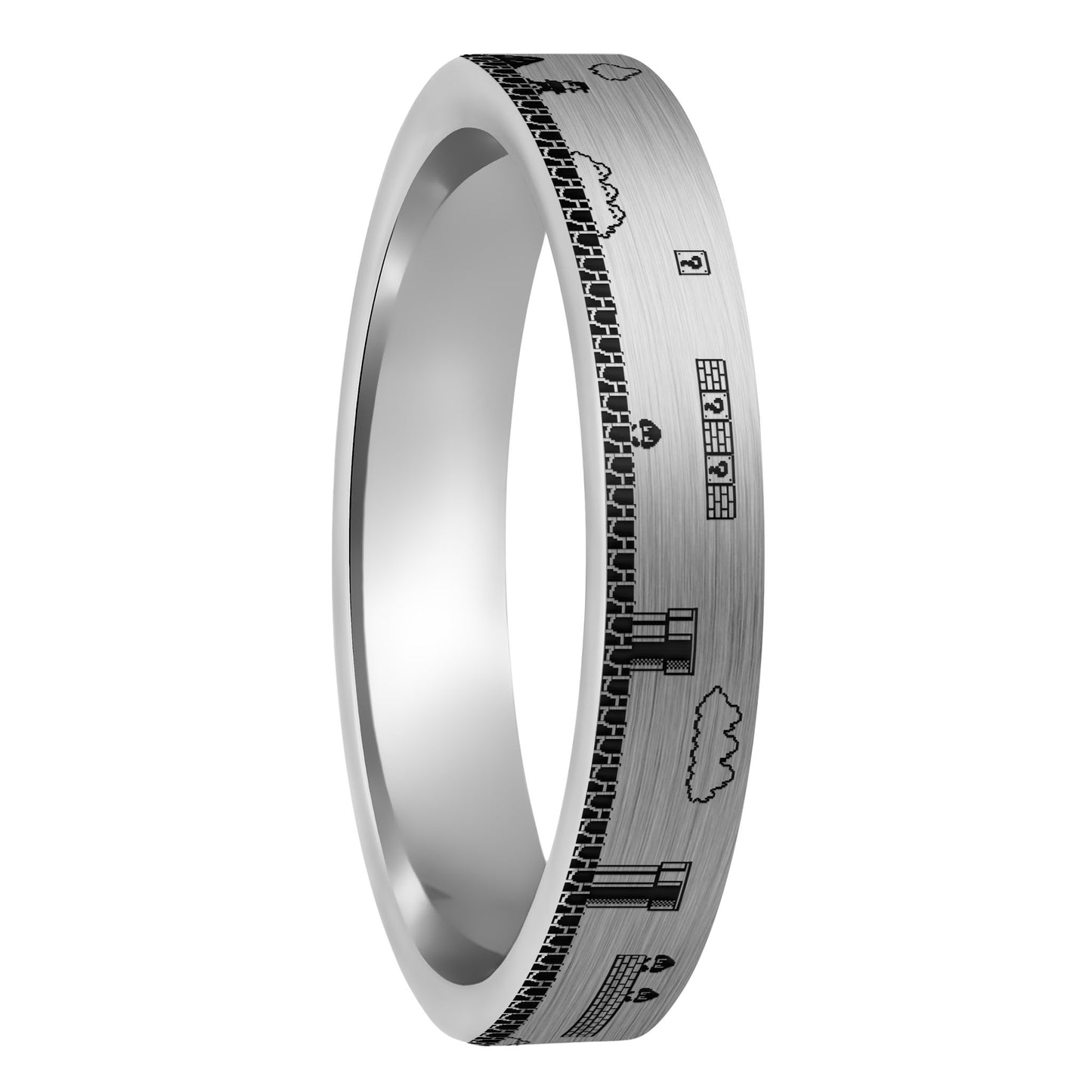 Super Mario Bros Brushed Tungsten Women's Wedding Band