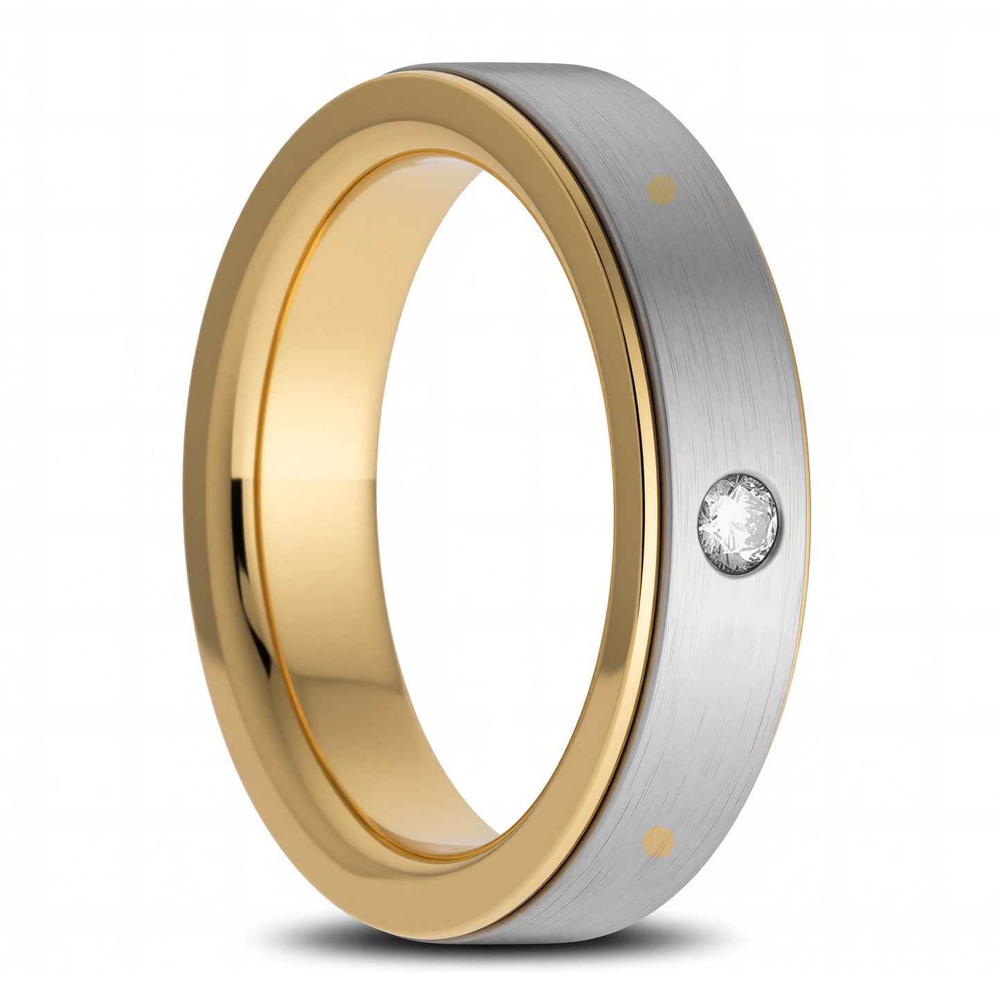 Titanium & Lab-Grown Diamond 14k Gold Spinner Wedding Band