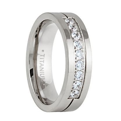 Titanium Men's Wedding Band with Cubic Zirconia