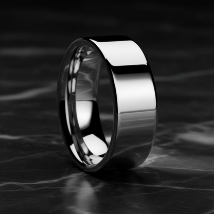 Silver ring on a dark, textured background