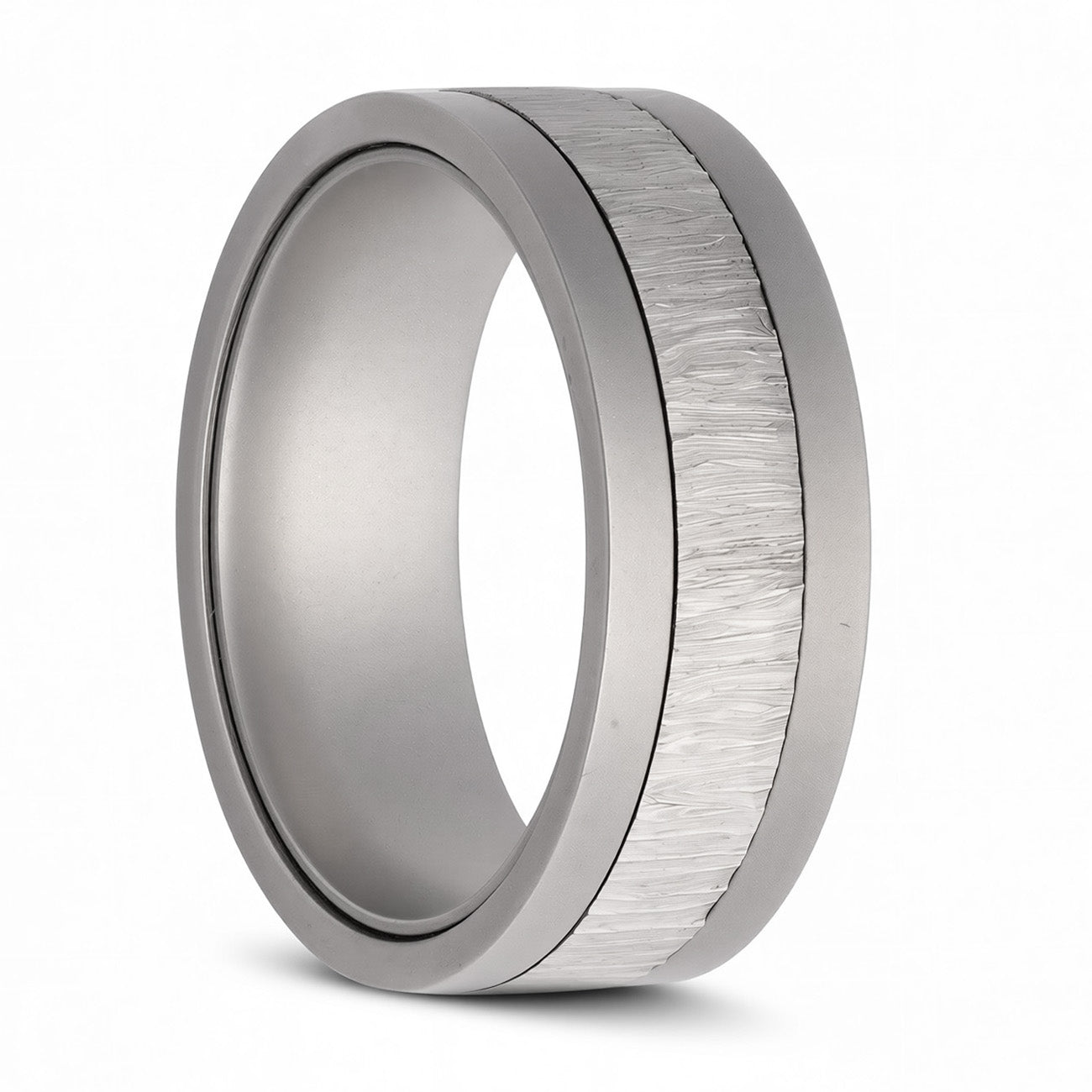 Treebark Finish Cobalt Spinner Wedding Band