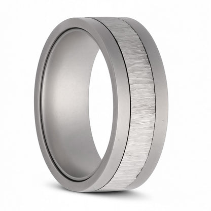 Treebark Finish Cobalt Spinner Wedding Band