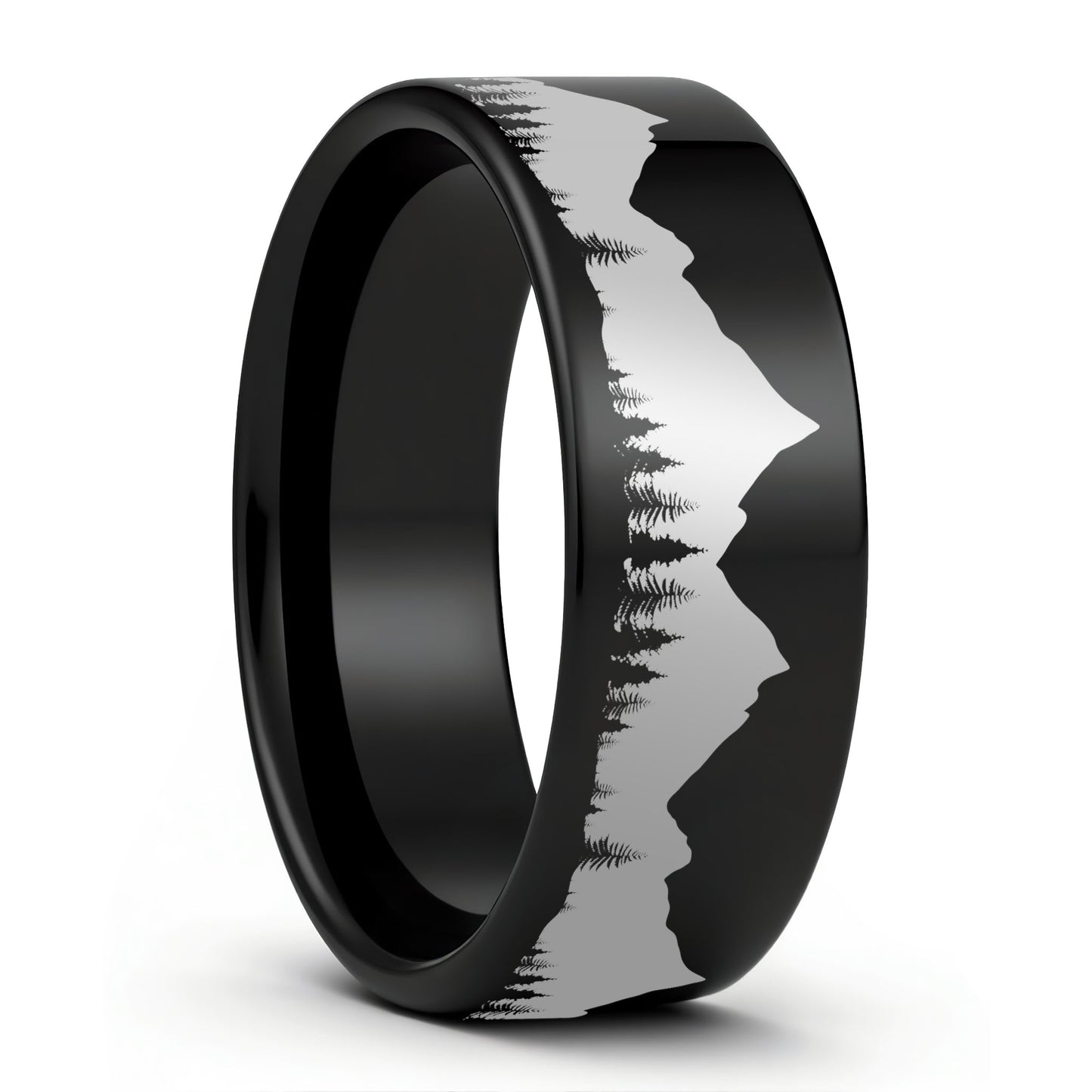 Treeline & Mountains Tungsten Men's Wedding Band