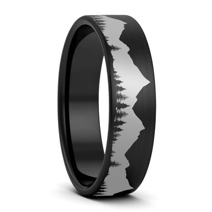 Treeline Mountains Brushed Tungsten Men's Wedding Band