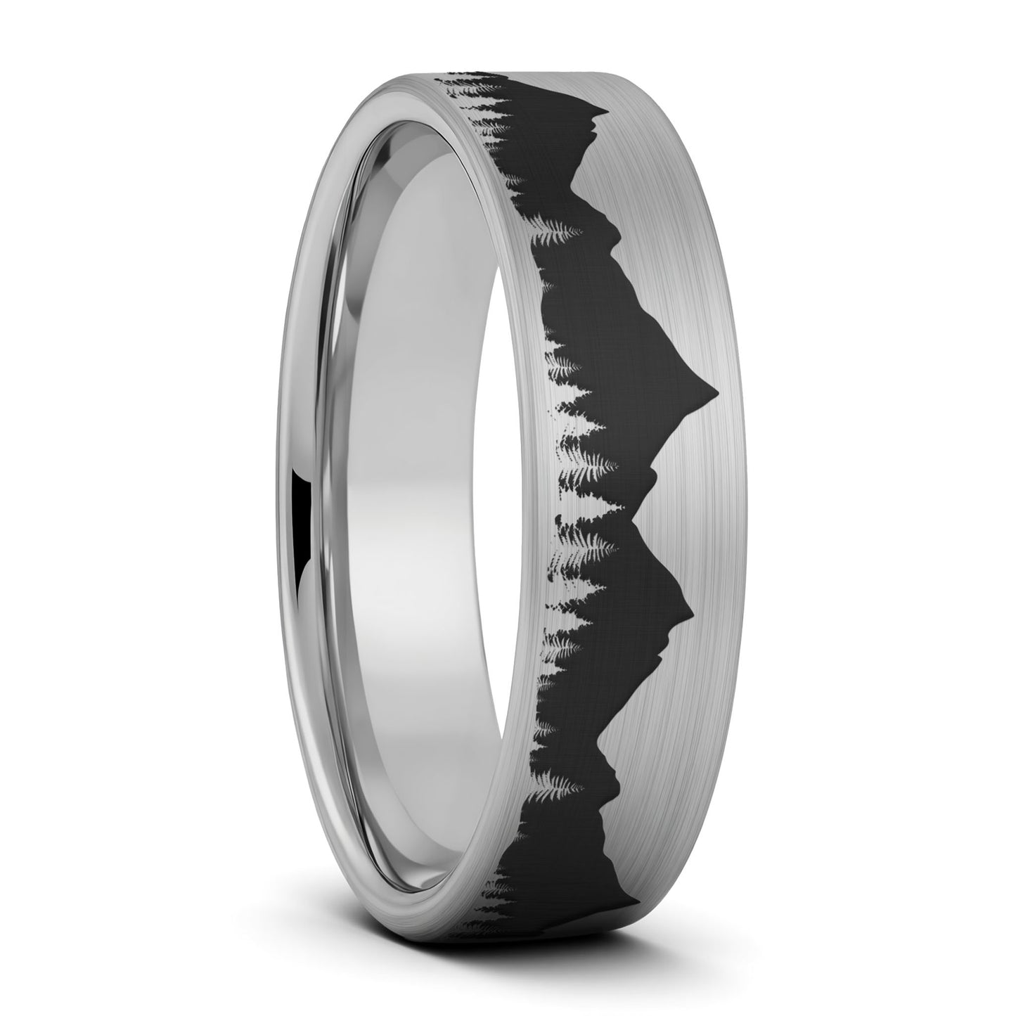 Treeline Mountains Brushed Tungsten Men's Wedding Band
