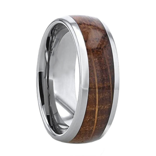 Alliance en tungstène pour homme avec incrustation de tonneau de whisky