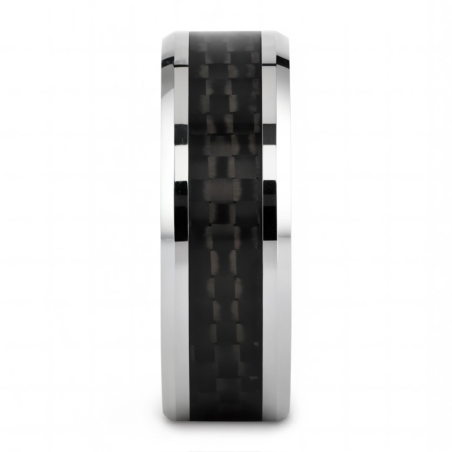Black Carbon Fiber Inlaid Tungsten Carbide Couple's Matching Wedding Band Set