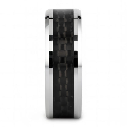 Black Carbon Fiber Inlaid Tungsten Carbide Couple's Matching Wedding Band Set