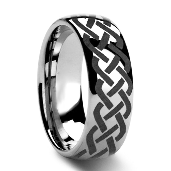 Tungsten Wedding Band with Celtic Knot Design