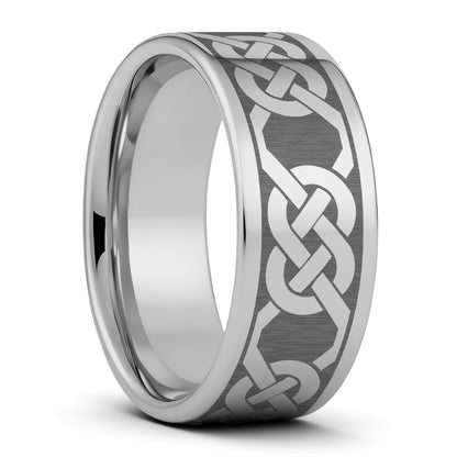 Tungsten Men's Wedding Band with Celtic Pattern