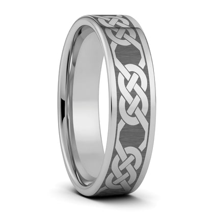 Tungsten Women's Wedding Band with Celtic Pattern