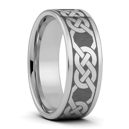 Tungsten Women's Wedding Band with Celtic Pattern
