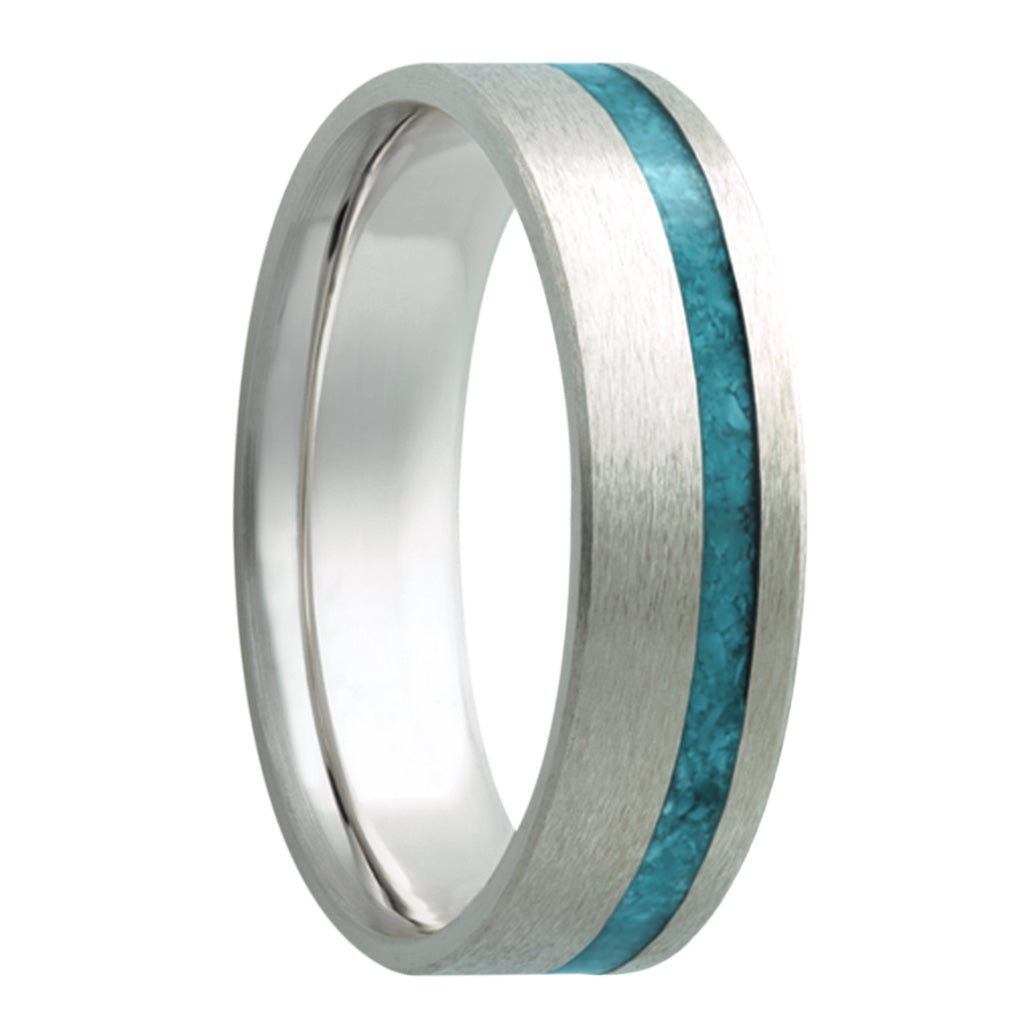 Turquoise Inlay Rings Turquoise Inlay Satin 14k Gold Ring | Vansweden Jewelers