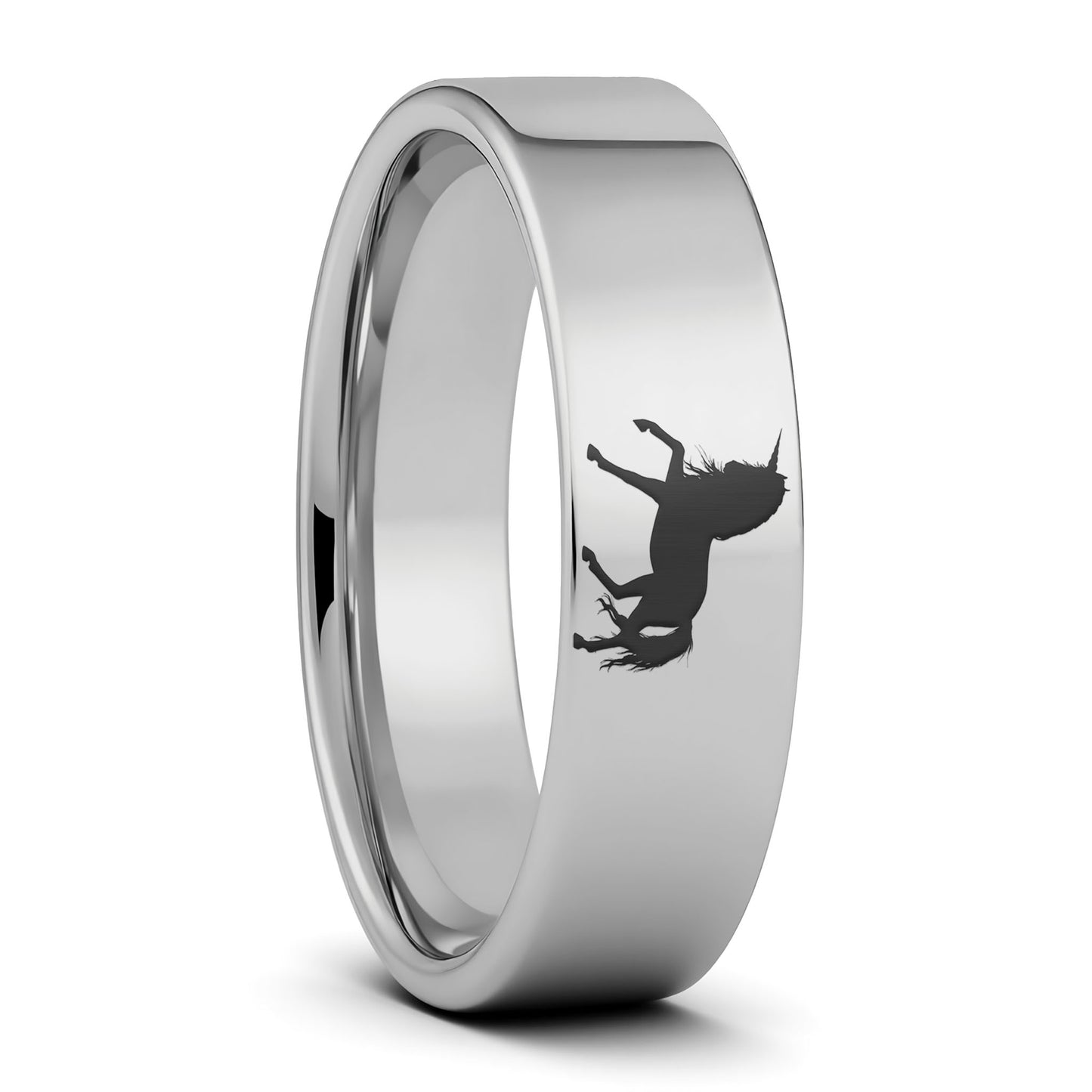 Alliance licorne en tungstène pour femme