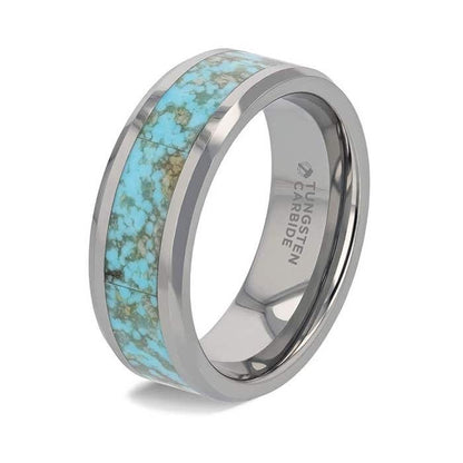 Alliance en tungstène pour homme avec incrustation en fibre de carbone noire et verte