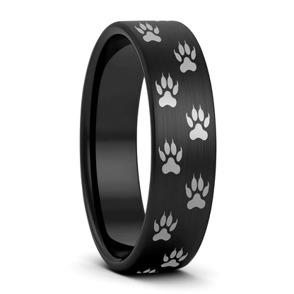 Wolf Tracks Brushed Tungsten Men's Wedding Band