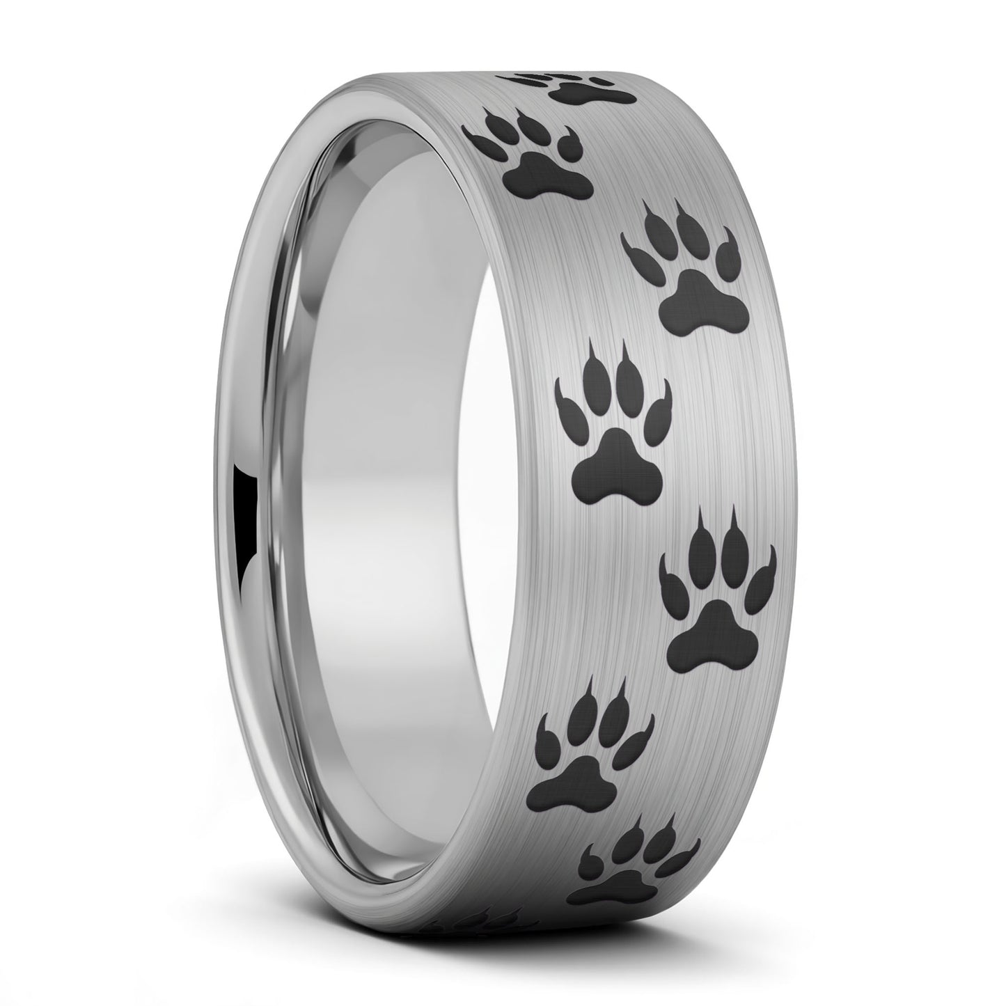 Alliance pour hommes en tungstène doré brossé Wolf Tracks