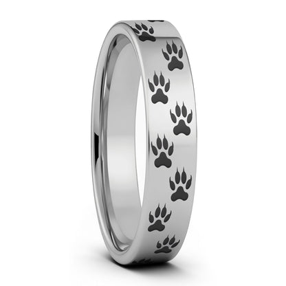 Wolf Tracks Tungsten Men's Wedding Band