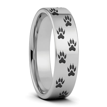 Wolf Tracks Tungsten Men's Wedding Band