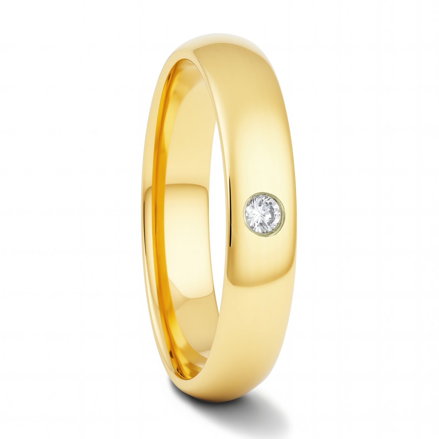 Lab-Grown Diamond Yellow Gold Tungsten Wedding Band