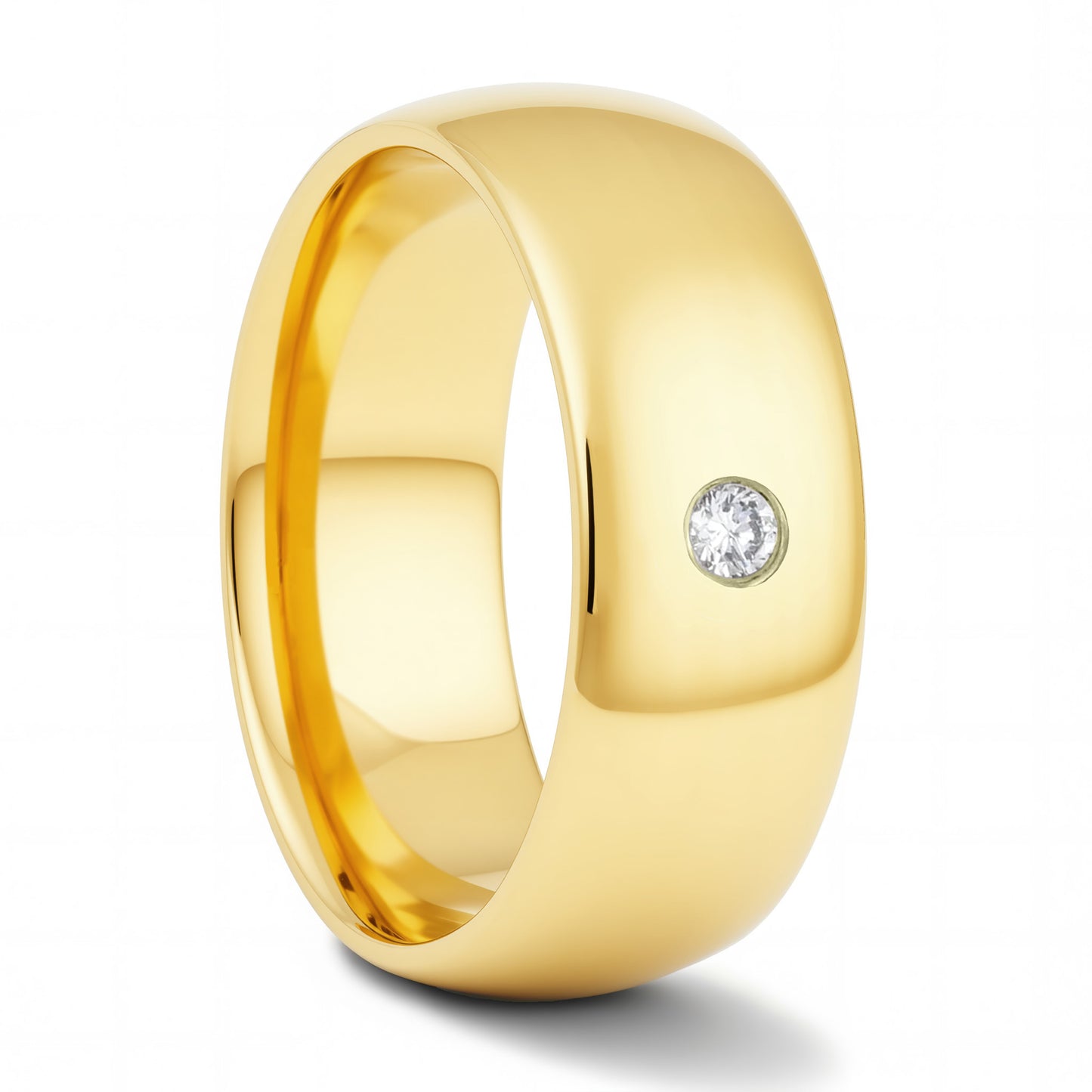 Lab-Grown Diamond Yellow Gold Tungsten Wedding Band