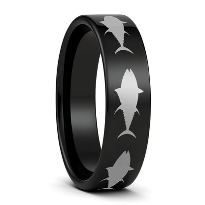 Yellowfin Tuna Fish Tungsten Men's Wedding Band