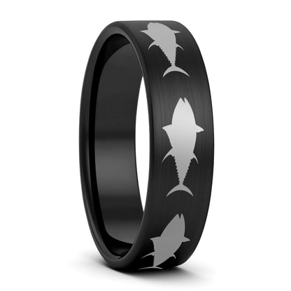 Yellowfin Tuna Fish Tungsten Men's Wedding Band