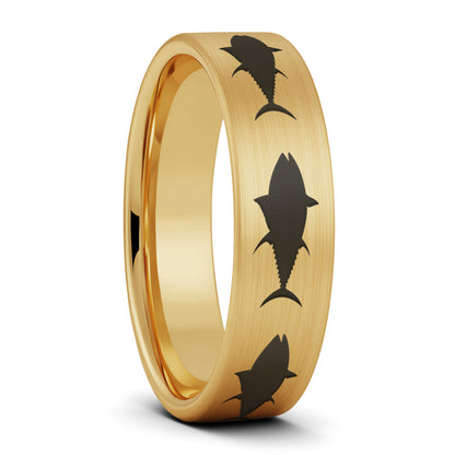 Yellowfin Tuna Fish Tungsten Men's Wedding Band