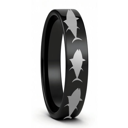 Yellowfin Tuna Fish Tungsten Men's Wedding Band