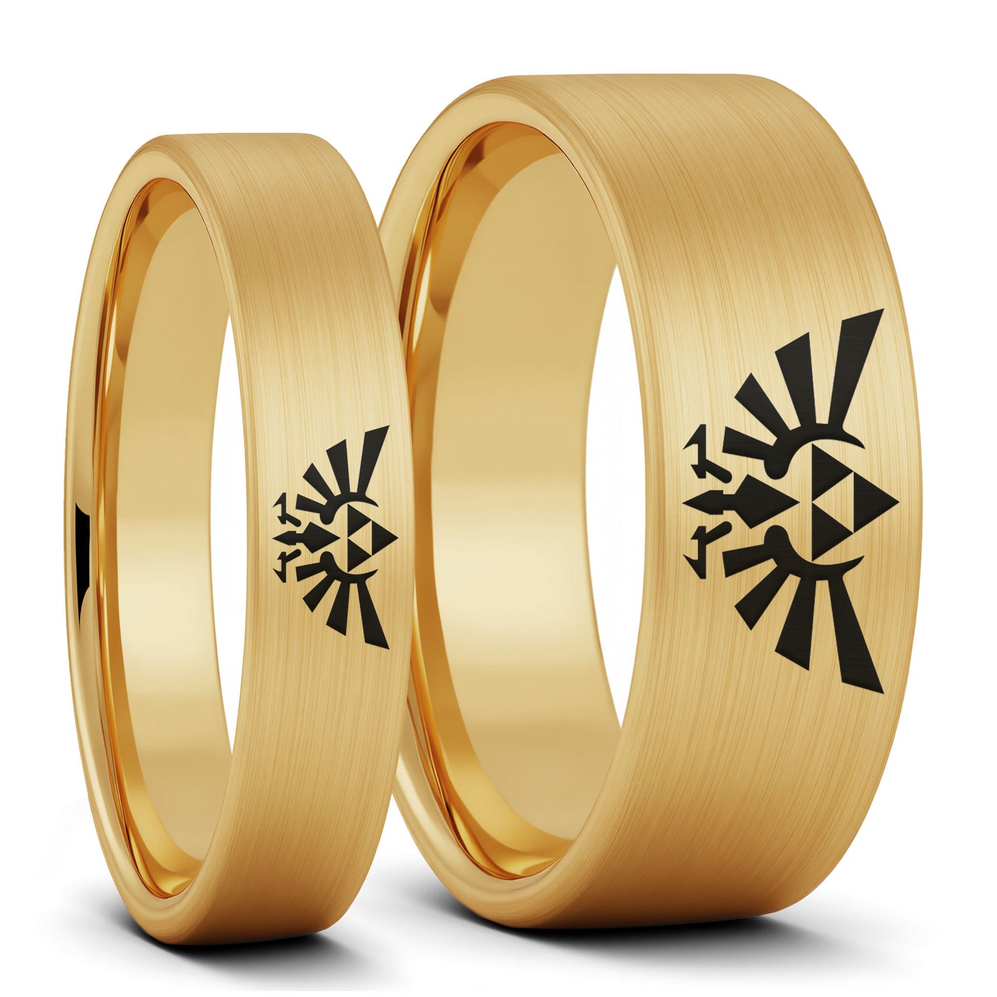 Legend of Zelda Ensemble d'alliances assorties en tungstène noir brossé pour couple