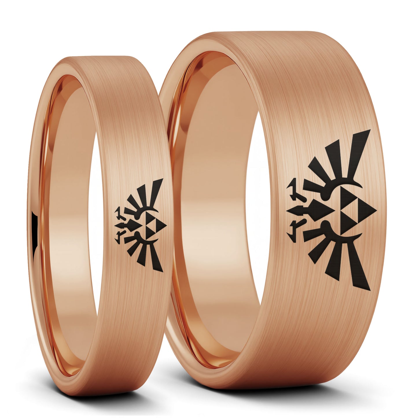 Legend of Zelda Ensemble d'alliances assorties en tungstène noir brossé pour couple