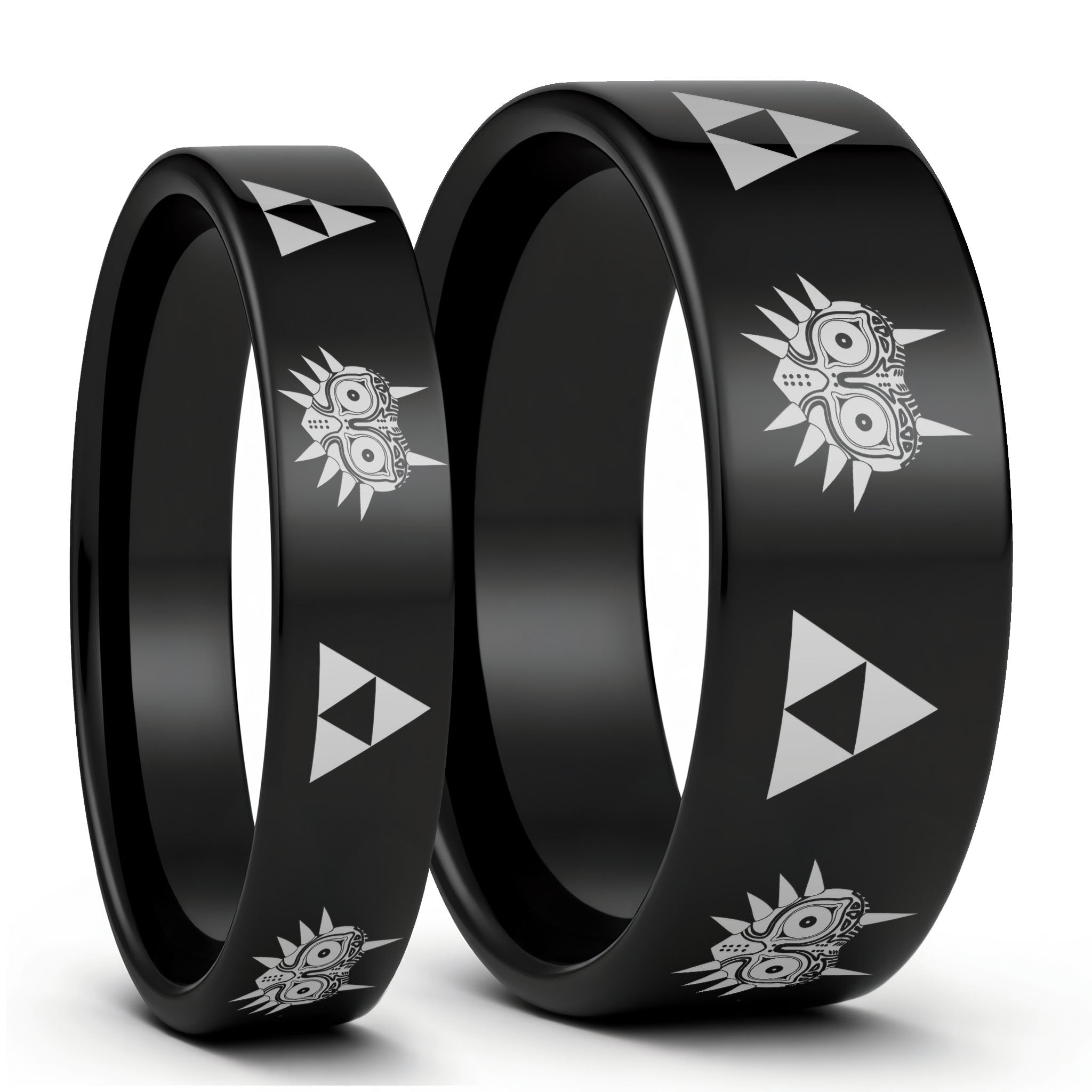 Legend of Zelda Majora Mask Triforce Black Tungsten Couple's