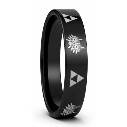 Legend of Zelda Majora Mask Triforce Tungsten Men's Wedding Band