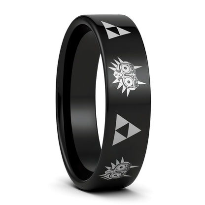 Legend of Zelda Majora Mask Triforce Tungsten Men's Wedding Band