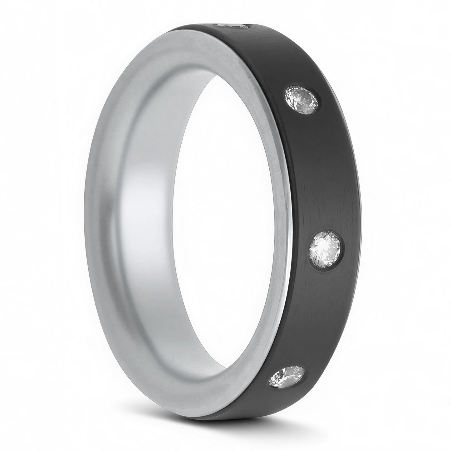 Zirconium & Lab-Grown Diamond 14k Gold Spinner Wedding Band