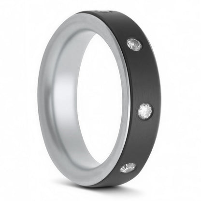 Zirconium & Lab-Grown Diamond 14k Gold Spinner Wedding Band