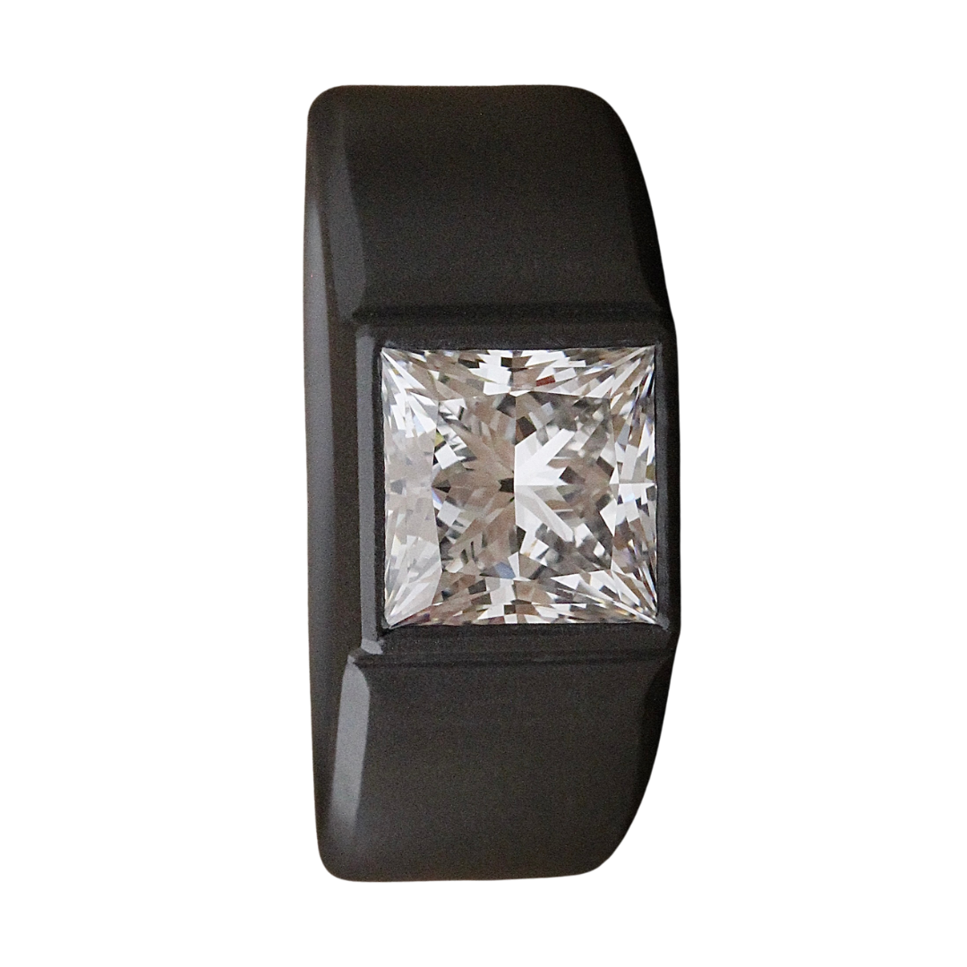 Zirconium Wedding Band with 2ct Square Lab-Grown Diamond